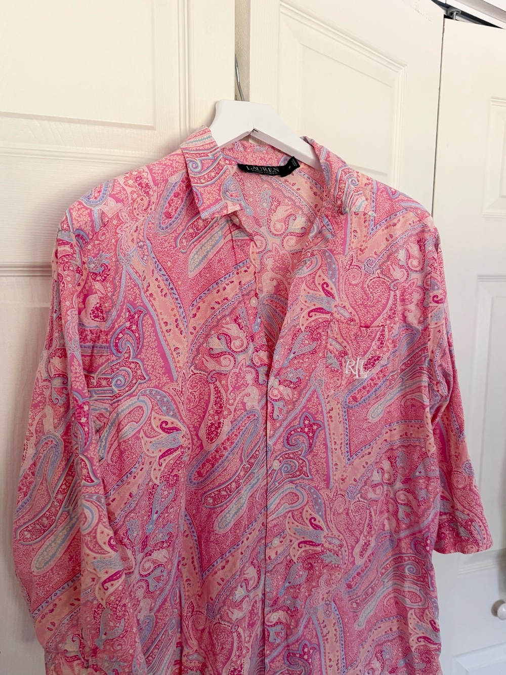 Lauren Ralph Lauren Pink Paisley Sleep Shirt Night Shirt Long Sleeve Size Medium - Picture 6 of 12